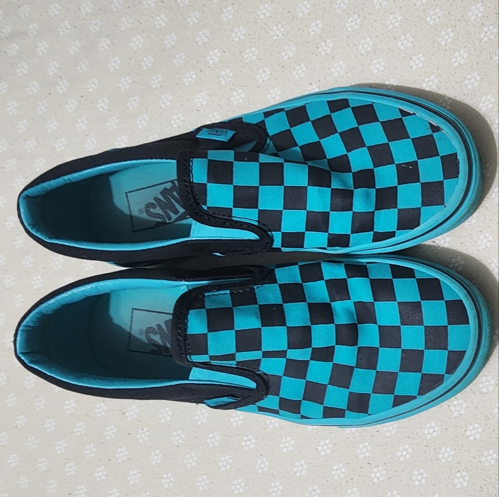 checkered VANS slip ons